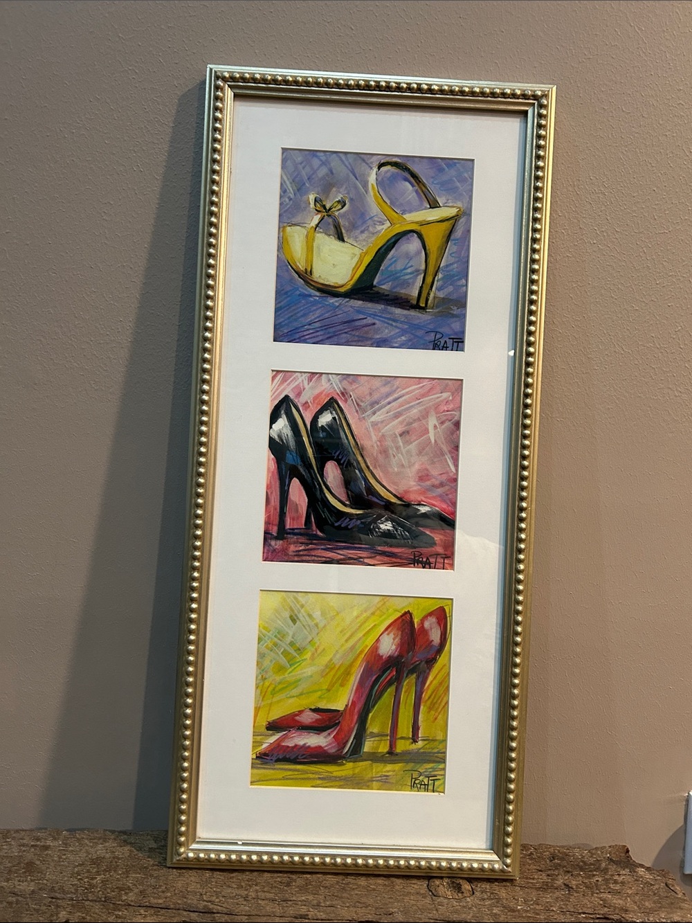 Beautiful Art Decor for a girlie girls shoe closet.
